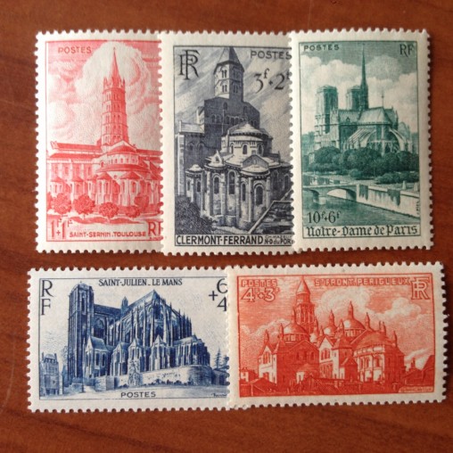 France num Yvert 772-776 ** MNH Cathédrales et Basiliques Année 1947