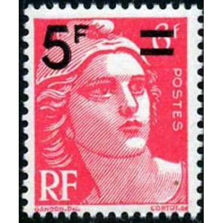 France num Yvert 827 ** MNH Gandon 5 sur rouge Année 1949