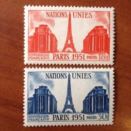 France num Yvert 911-912 ** MNH Tour Eiffel Année 1951