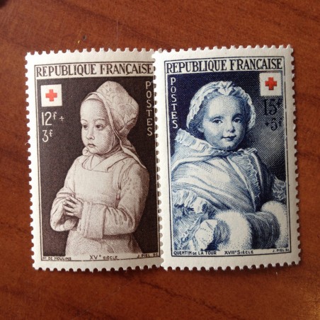 France num Yvert 914-915 ** MNH Croix Rouge Année 1951