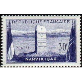 France num Yvert 922 ** MNH Bataille de narvik Année 1952