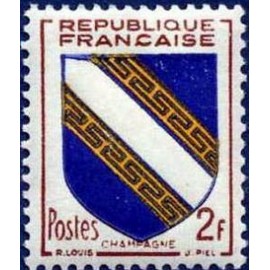 France num Yvert 953 ** MNH Armoiries Champagne Année 1953