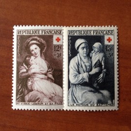 France num Yvert 966-967 ** MNH Croix Rouge Année 1953