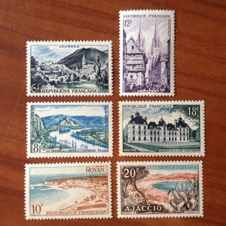 France num Yvert 976-981 ** MNH Serie Touristique Année 1954
