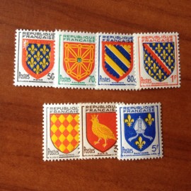 France num Yvert 999-1005 ** MNH Armoiries de provinces Année 1954