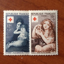 France num Yvert 1006-1007 ** MNH Croix Rouge Année 1954