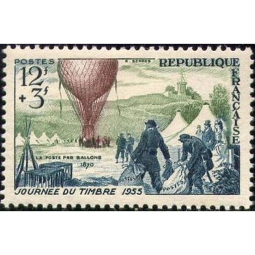 France num Yvert 1018 ** MNH Ballon Journée Timbre Année 1955