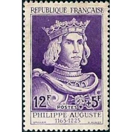 France num Yvert 1027 ** MNH Philippe Auguste Roi Année 1955