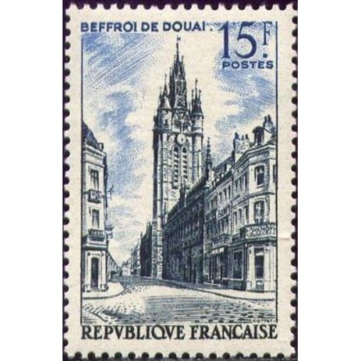 France num Yvert 1051 ** MNH Beffroi de Douai Année 1956