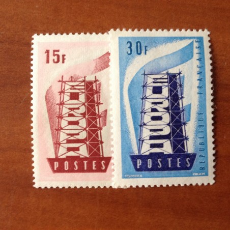 France num Yvert 1076-1077 ** MNH Europa  Année 1956