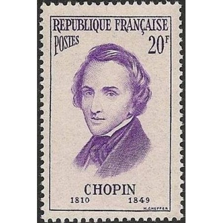 France num Yvert 1086 ** MNH Frederic Chopin Musique Année 1956