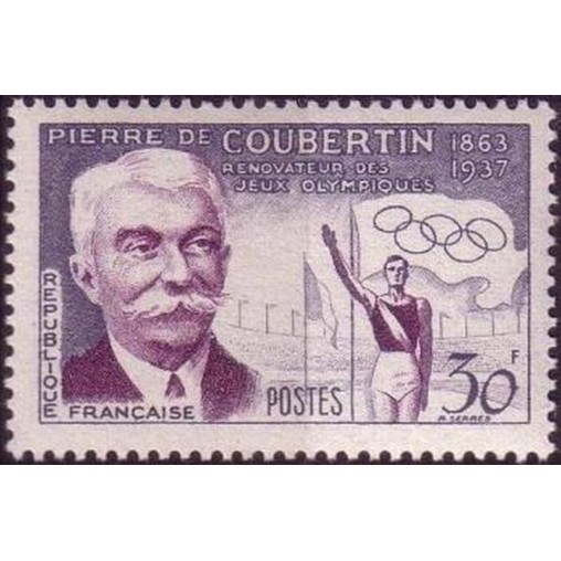 France num Yvert 1088 ** MNH JO Coubertin Année 1956