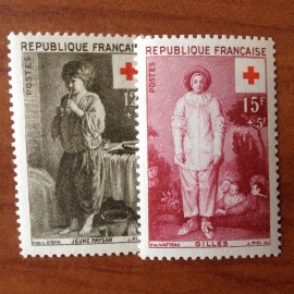France num Yvert 1089-1090 ** MNH Croix Rouge Année 1956