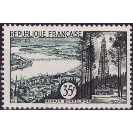 France num Yvert 1118 ** MNH petrole bordeaux Année 1957
