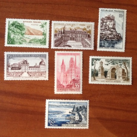 France num Yvert 1125-1131 ** MNH Serie Touristique Année 1957