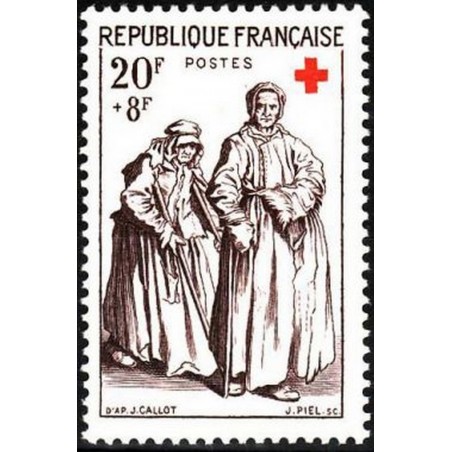 France num Yvert 1141 ** MNH Croix Rouge Année 1957