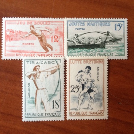France num Yvert 1161-1164 ** MNH Jeux Traditionnels Année 1958