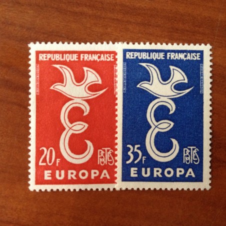 France num Yvert 1173-1174 ** MNH Europa 1959 Année 1958