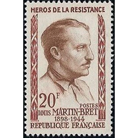 France num Yvert 1201 ** MNH Resistance Martin Bret Année 1959