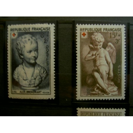 France num Yvert 876-877 ** MNH Série Croix Rouge Année 1950