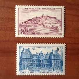France num Yvert 759-760 ** MNH Vezelay Palais Luxembourg Année 1946