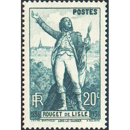 France num Yvert 314-315 ** MNH Claude Rouget de Lisle Marseillaise Année 1936