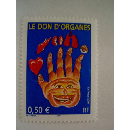 France num Yvert 3677 ** MNH Année 2004 Don d'organe main