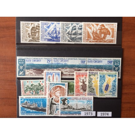 TAAF ** 1973 et 74 ANNEE COMPLETE MNH
