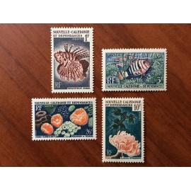 NOUVELLE CALEDONIE Num 291-294 ** MNH ANNEE 1959 serie poisson coraux