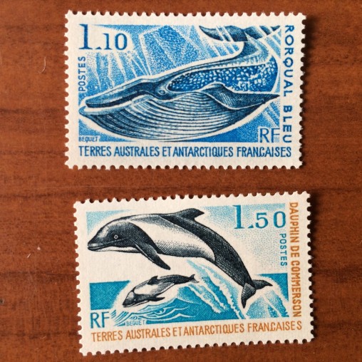 TAAF Yvert Num 64-65 Cétacés dauphin Rorqual ANNEE 1977