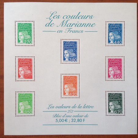 France Bloc num Yvert 42 ** MNH 2001 Marianne en Francs