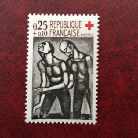 France 1324a ** Croix Rouge  Rouault signature maculée en 1961