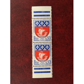 France 1354Ba ** Armoiries Paris Paire verticale de carnet en 1962