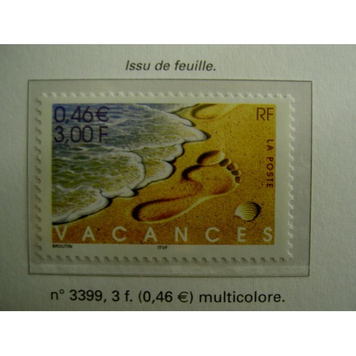 France 3399 ** Vacances  en 2001