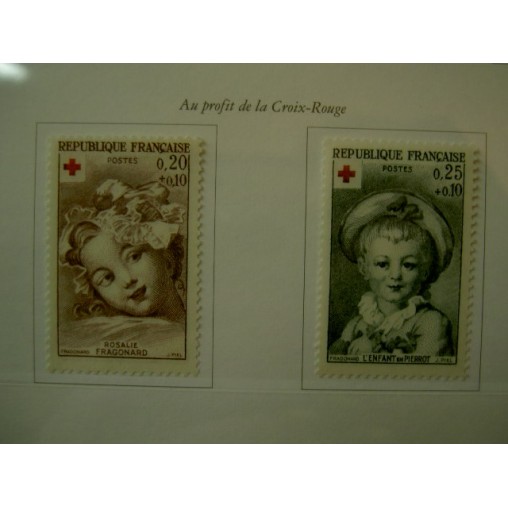 France 1366a-1367a ** Croix Rouge 2 eme tirage Variété en 1962