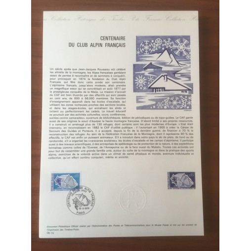 Document Officiel 1788 Gentiane Glacier  1974 num 06-74