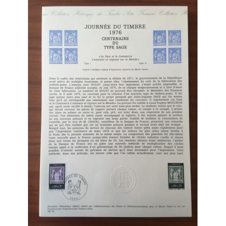 Document Officiel 1870 Journee du timbre  1976 num 06-76