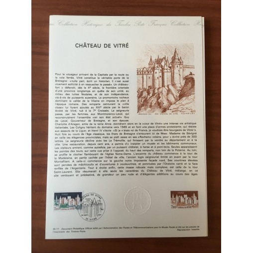 Document Officiel 1949 Château de Vitré  1977 num 36-77