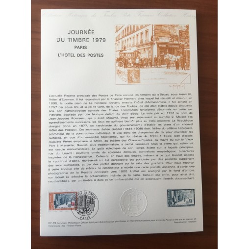 Document Officiel 2037 Journee du timbre  1979 num 07-79