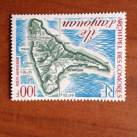 Comores PA 49  ** MNH Carte Anjouan en 1972