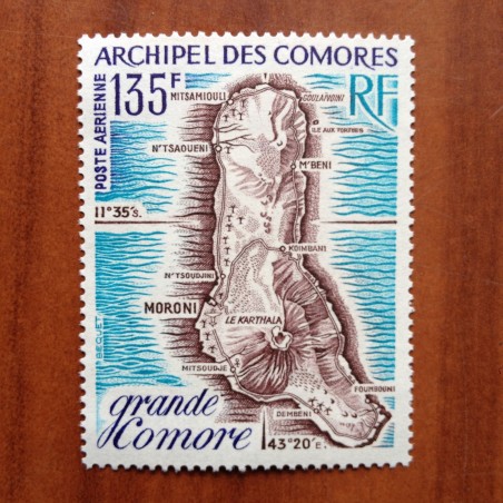 Comores PA 53  ** MNH Carte Comores en 1973