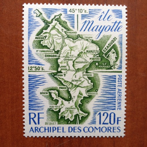 Comores PA 61  ** MNH Carte Ile de Mayotte en 1974