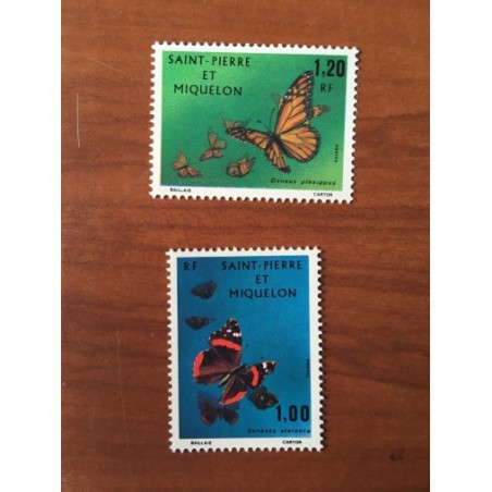 Saint Pierre et Miquelon 441-442 ** MNH Papillon Butterfly année 1975