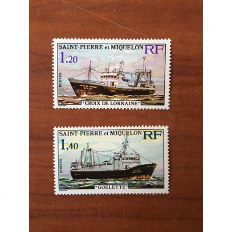 Saint Pierre et Miquelon 453-454 ** MNH Bateaux de Peche année 1976