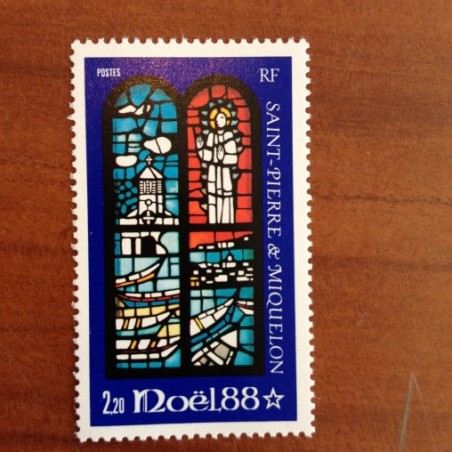 Saint Pierre et Miquelon 496 ** MNH Noel Vitrail année 1988