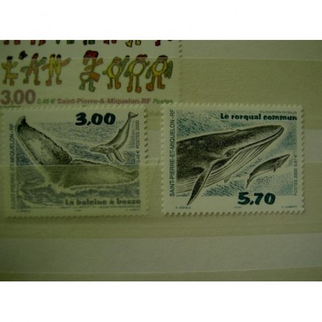 Saint Pierre et Miquelon 707-708 ** MNH Faune Cétacés Baleine rorqual année 2000