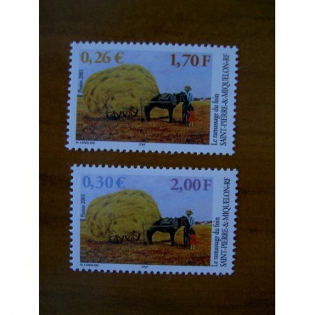 Saint Pierre et Miquelon 741-742 ** MNH Ramassage foin chevaux année 2001