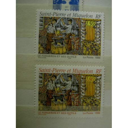 Saint Pierre et Miquelon 628-629 ** MNH Forgeron et outils année 1996