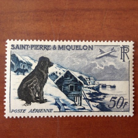 Saint Pierre et miquelon num PA 24 * MH en 1957 Chien et Paysage