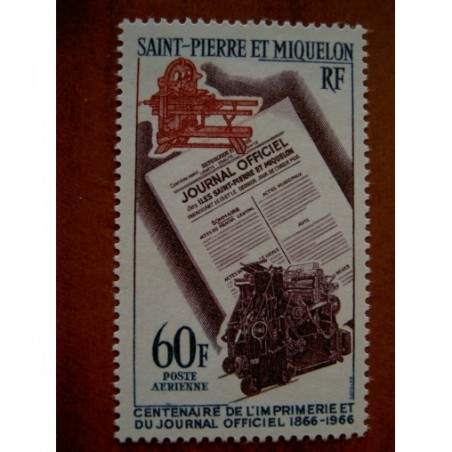 Saint Pierre et miquelon num PA 37 * MH en 1966 Impremerie Journal